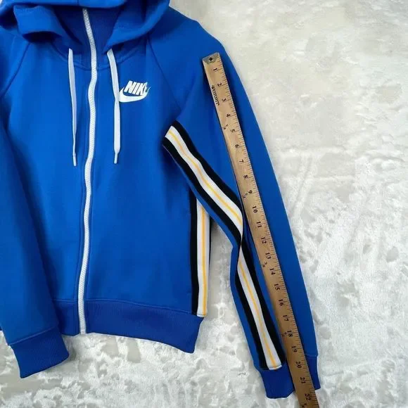 Nike Hooded Sweatshirt Womens Size Small Blue Retro Full Zip Track Jacket Hoodie - Picture 14 of 15